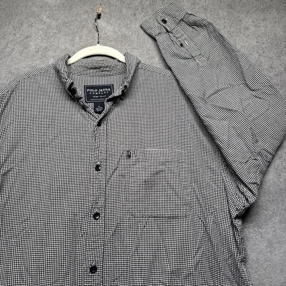 Polo Jeans Co. Ralph Lauren Plaid Shirt XL Black White Casual Western Preppy